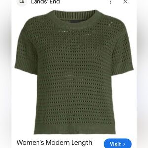 Lands End open gauge crew neck sweater